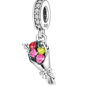 Flowers Bouquet 925S Charm Compatible with Pandora Bracelet